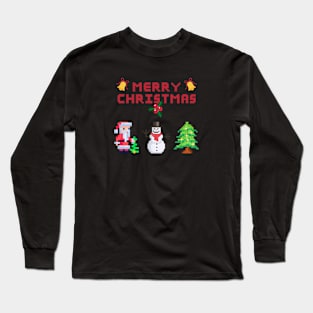 Merry Christmas pixel Long Sleeve T-Shirt